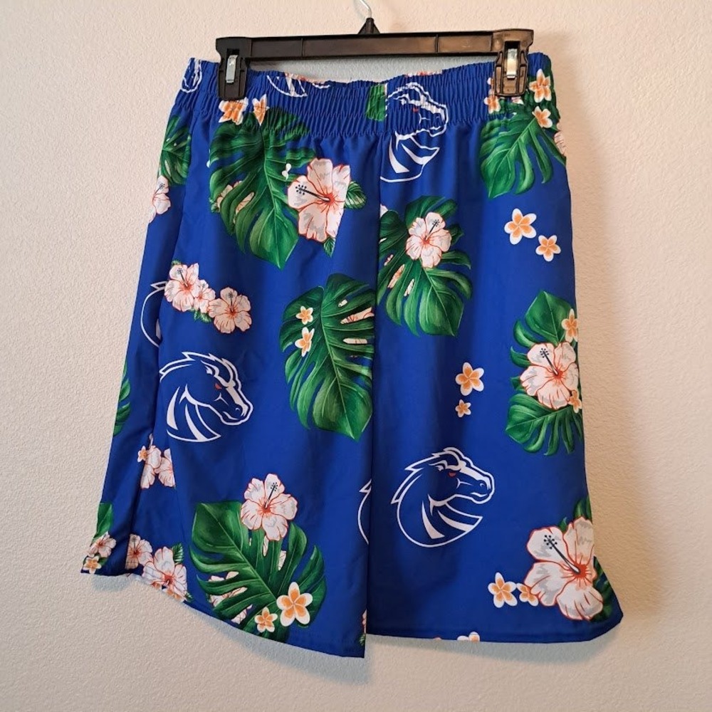 WSI Boise State Broncos Mens Large Blue Tropical Floral‎ Athletic Shorts NCAA